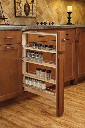 Rev-A-Shelf 3'' Wide Base Filler Organizer with Ball-Bearing Soft-Close Slides - Natural