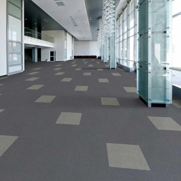 (image for) Next Floor Pinstripe 19.7" x 19.7" Solution-Dyed Twisted Polypropylene Carpet Tiles - Grey Flannel NF877018