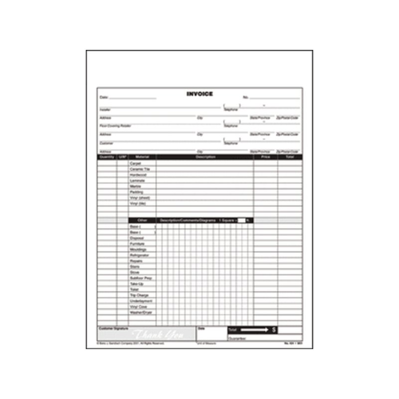 (image for) GUNDLACH 424 Pro Installer's Invoice Book