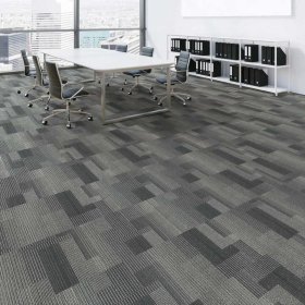 Next Floor Development 19.7" x 19.7" Solution-Dyed Twisted Polypropylene Carpet Tiles - Gunmetal NF811010