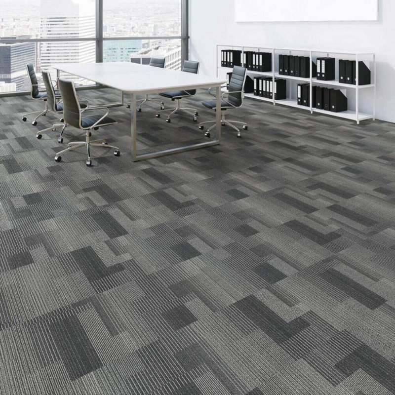 (image for) Next Floor Development 19.7" x 19.7" Solution-Dyed Twisted Polypropylene Carpet Tiles - Gunmetal NF811010