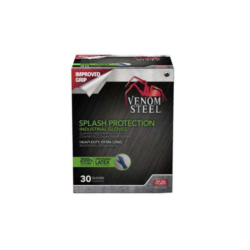 VENOM STEEL VEN6025 Blue Latex Extra Long Gloves - 30 Per Box