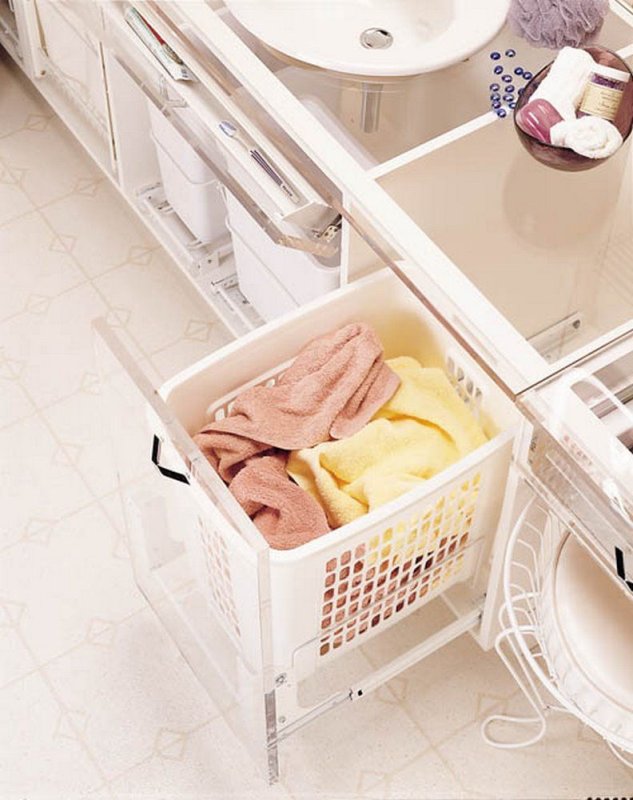 (image for) Rev-A-Shelf HPRV-1520 S H White Pull-Out Wire Hamper - 14-3/4" W x 18" D x 19-3/8"