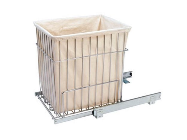 (image for) Rev-A-Shelf HRV-1520 S Pull-Out Wire Hamper w/Liner for Laundry or Vanity - White
