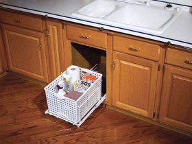 Rev-A-Shelf HURV-1512 S White Pull-Out Laundry Hamper and Utility Basket - 14-1/2" W x 18-3/8" D x 12" H