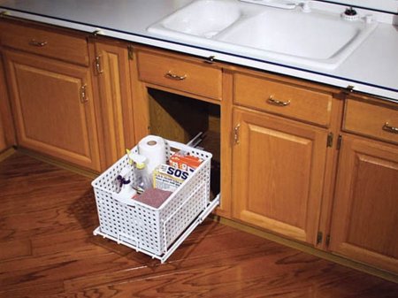 (image for) Rev-A-Shelf HURV-1512 S White Pull-Out Laundry Hamper and Utility Basket - 14-1/2" W x 18-3/8" D x 12" H