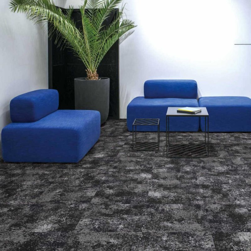 (image for) Next Floor Quarry 19.7" x 19.7" Solution-Dyed Nylon Carpet Tiles - Iron NF726003