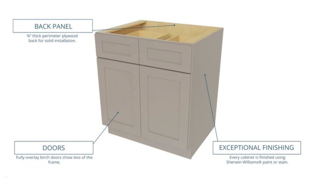 (image for) Bright White 12" Single Door & Drawer Base Cabinet - BW-B12