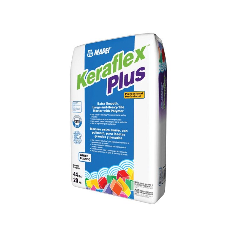 Mapei Keraflex Plus Professional, Extra Smooth, Large-and-Heavy-Tile Mortar with Polymer - White 50 Lb