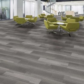 Next Floor Dedication 13" x 39" Solution-Dyed Twisted Polypropylene Carpet Tiles - Limestone NF712009