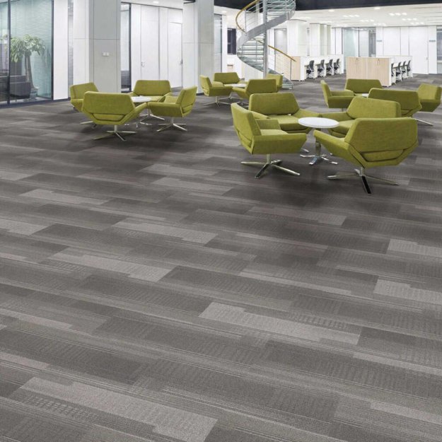 (image for) Next Floor Dedication 13" x 39" Solution-Dyed Twisted Polypropylene Carpet Tiles - Limestone NF712009