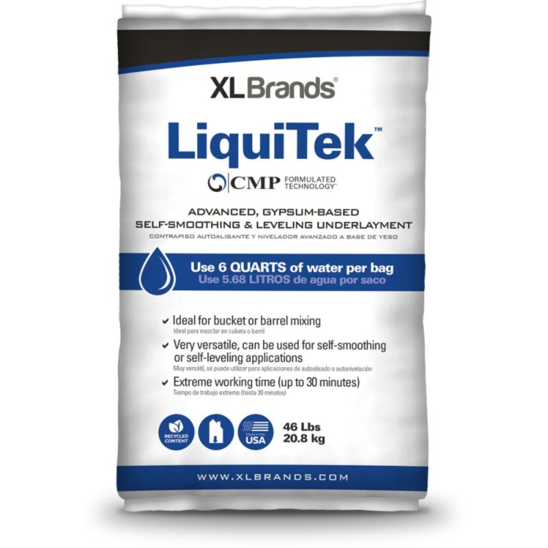 XL Brand CMP LiquiTek Advanced, Fiber-Reinforced, Hybrid, Self-Smoothing & Leveling Underlayment - 46 Lb Bag