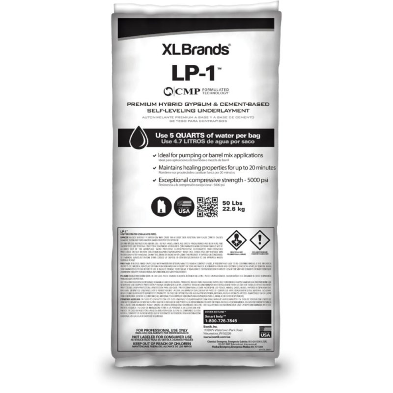 XL Brand CMP LP-1 Premium Hybrid Gypsum & Cement-Based Self-Leveling Underlayment - 50 Lb Bag