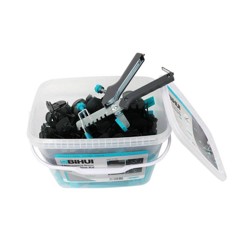 (image for) BIHUI BWSK2 1/16" (1.5mm) Tile Leveling Starter Kit - 100 Spacers and Wedges