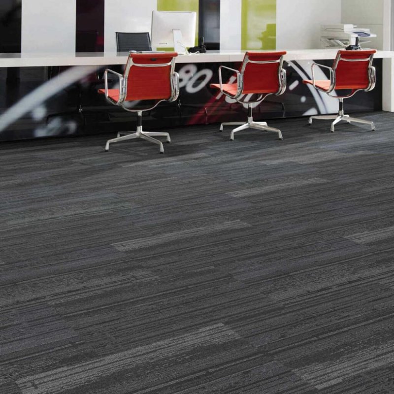 (image for) Next Floor Content Plus 19.7" x 39.4" Solution-Dyed Nylon Carpet Tiles - Midnight NF706001
