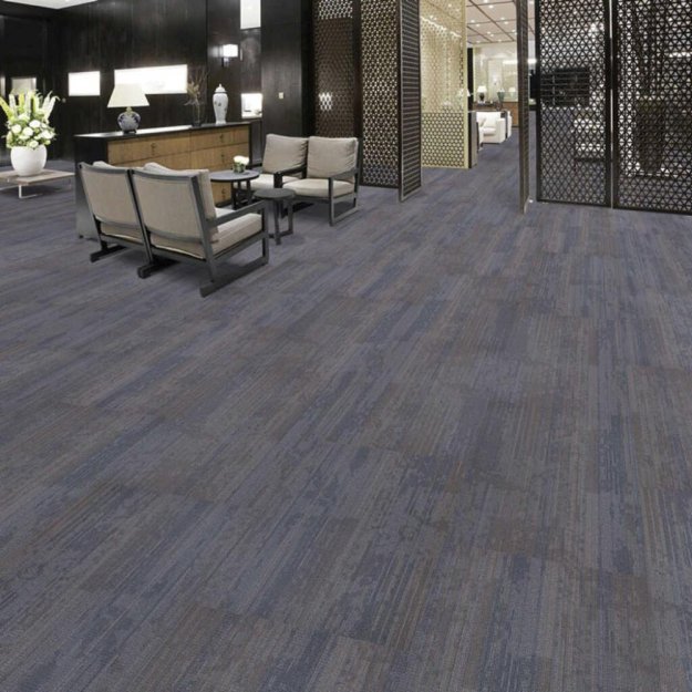 (image for) Next Floor Element 19.7" x 39.4" Solution-Dyed Twisted Polypropylene Carpet Tiles - Blue Stone NF764007