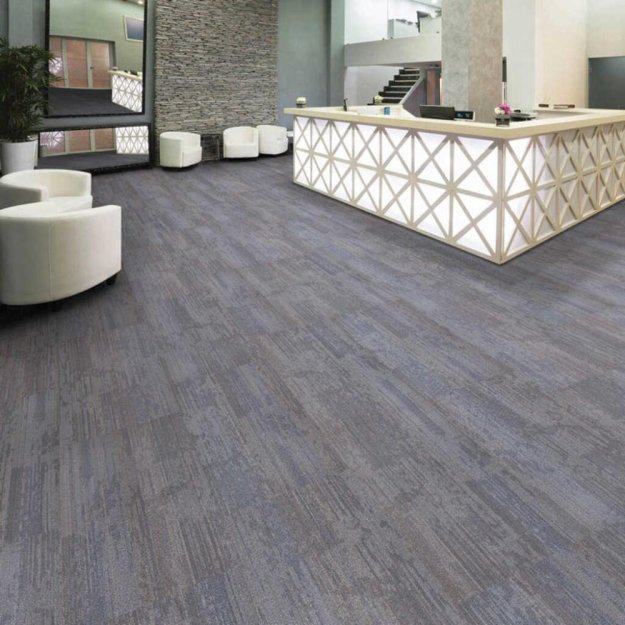 (image for) Next Floor Element 19.7" x 39.4" Solution-Dyed Twisted Polypropylene Carpet Tiles - Steel Blue NF764011