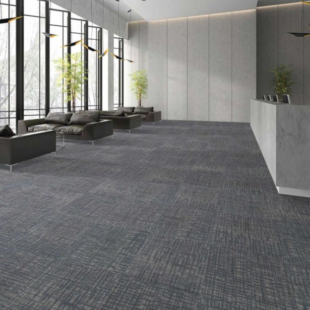 (image for) Next Floor Invincible II 19.7" x 19.7" Solution-Dyed Nylon Fiber System Carpet Tiles - Steel Blue NF851119