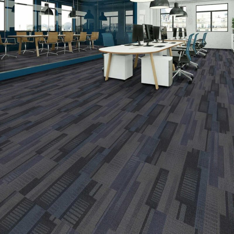 (image for) Next Floor Dedication 13" x 39" Solution-Dyed Twisted Polypropylene Carpet Tiles - North Sea NF712019