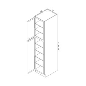 White Skaker 18" x 84" Wide Pantry Cabinet - WSH-PAN188424