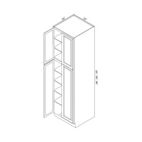 White Skaker 24" x 84" Wide Pantry Cabinet - WSH-PAN248424