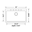 (image for) Pelican PL-100 Granite Composite Topmount/Undermount Kitchen Sink 33'' x 20 7/8" - Alpina