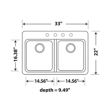 (image for) Pelican PL-200 Granite Composite Topmount/Undermount Kitchen Sink 33'' x 22" - Concrete
