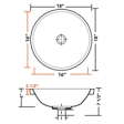 (image for) Pelican PL-3086 Porcelain Vessel Bathroom Sink 18'' x 18'' - White