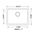(image for) Pelican PL-350 Granite Composite Undermount Kitchen Sink 19 3/4'' x 14 7/8" - Alpina