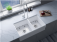 (image for) Pelican PL-FC099 Fireclay Double Bowl Reversible Farmhouse Kitchen Sink 33'' x 18'' - White