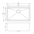 (image for) Pelican PL-HA109 R0 18G Handmade 18 Gauge Stainless Steel Undermount Kitchen Sink 30'' x 18'' w/ Zero Radius Corners