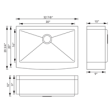 (image for) Pelican PL-HA122 R15 16G Handmade 16 Gauge Stainless Steel Farmhouse Kitchen Sink 32 7/8'' x 20 3/4'' w/ Micro Radius Corners