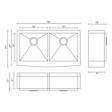 (image for) Pelican PL-HA130 R0 16G Handmade 16 Gauge Stainless Steel Farmhouse Kitchen Sink 36'' x 21'' w/ Zero Radius Corners