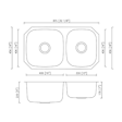 (image for) Pelican PL-VP6040 18G Stainless Steel Double Bowl Undermount Kitchen Sink 32-1/8'' x 18"