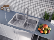 (image for) Pelican PL-VT6040-1 18G Stainless Steel Double Bowl Topmount Kitchen Sink 33'' x 22'' w/ 1 Hole
