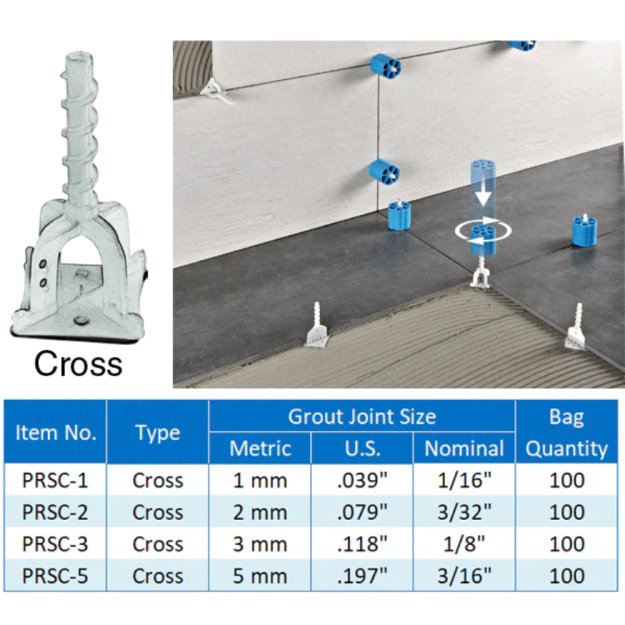 (image for) PROGRESS PROFILES PROLEVELING SYSTEM PRSC-1 1 mm (1/16") Cross Levelers - 100 Pieces