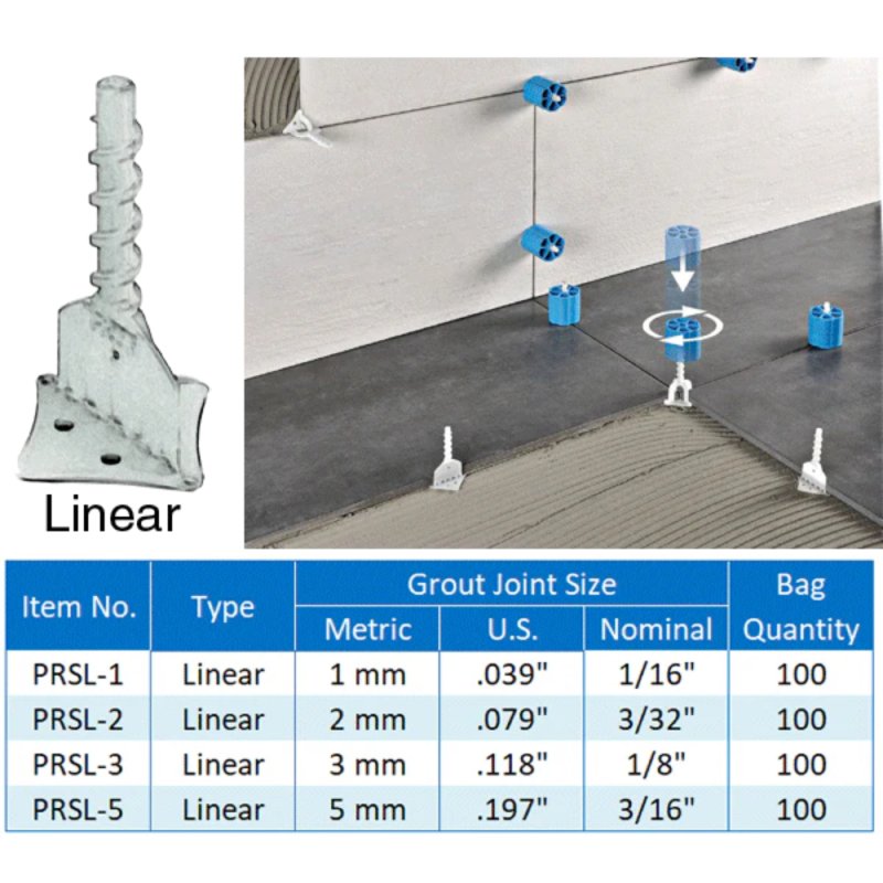 (image for) PROGRESS PROFILES PROLEVELING SYSTEM PRSL-1 1 mm (1/16") Linear Levelers - 100 Pieces