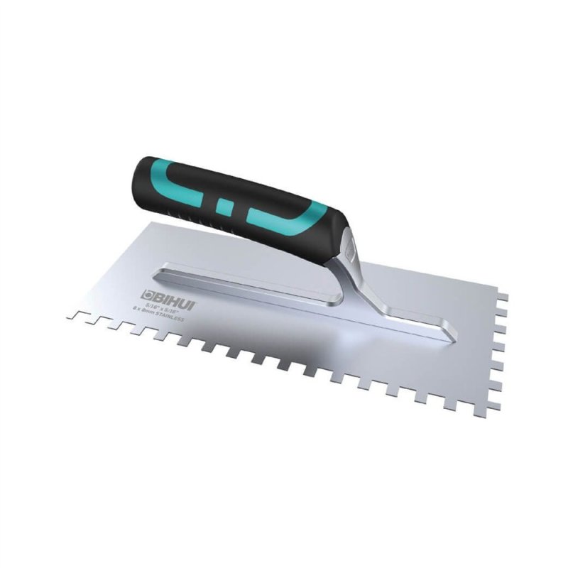 (image for) BIHUI PTSB06 Square Notch Trowel w/ Soft Grip - 1/4"