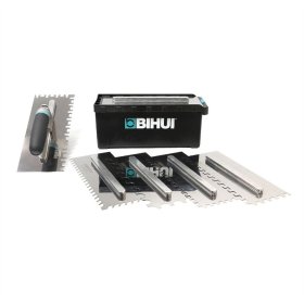 BIHUI PTSJG8 Switchable Notched Trowel Set w/ Round Notch Blade - 8 Pieces