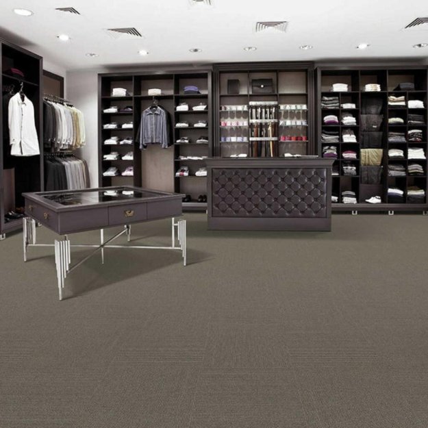(image for) Next Floor Pinstripe 19.7" x 19.7" Solution-Dyed Twisted Polypropylene Carpet Tiles - Sequoia NF877002