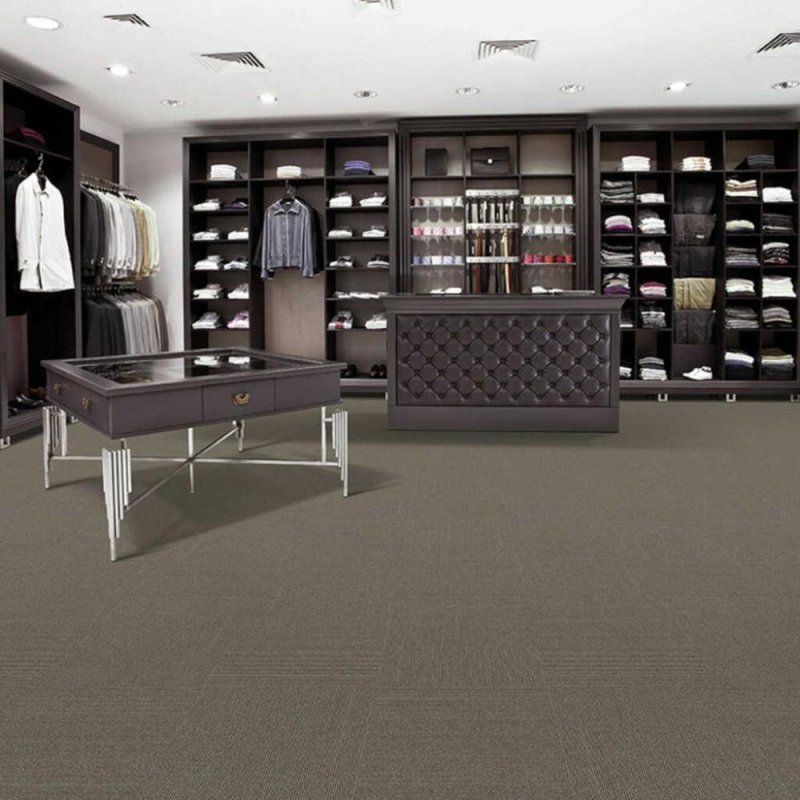 (image for) Next Floor Pinstripe 19.7" x 19.7" Solution-Dyed Twisted Polypropylene Carpet Tiles - Sequoia NF877002