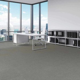 Next Floor Pinstripe 19.7" x 19.7" Solution-Dyed Twisted Polypropylene Carpet Tiles - Silver Coin NF877021