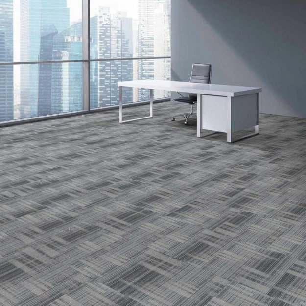 (image for) Next Floor Bandwidth 19.7" x 19.7" Solution-Dyed Nylon Carpet Tiles - Silver Lining NF883007