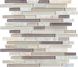 Slate Glass 5/8" x 5/8" Linear Blend Mosaic-Cotton Wood