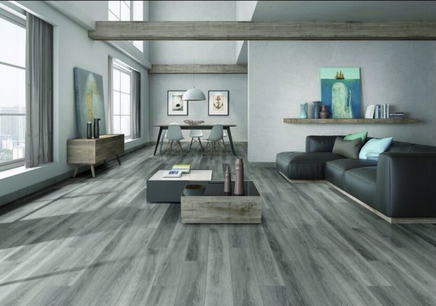 (image for) Maxxi Floors Aqua 8” x 48” Waterproof Surface Laminate Floor - SlateGrey Oak