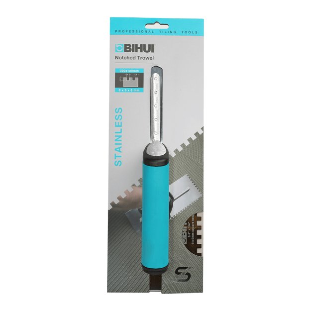 (image for) BIHUI PTSL06 Square Notch Trowel w/ Soft Grip - 1/4"