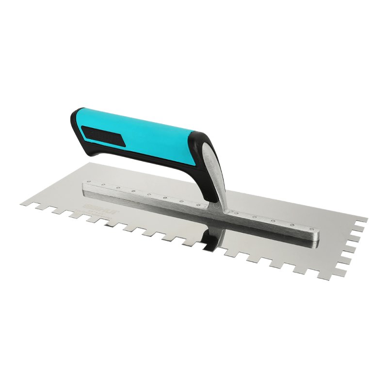 BIHUI PTSL10 Square Notch Trowel w/ Soft Grip - 3/8\"