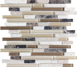 Stone Glass Linear Blend Mosaic-Cappuccino