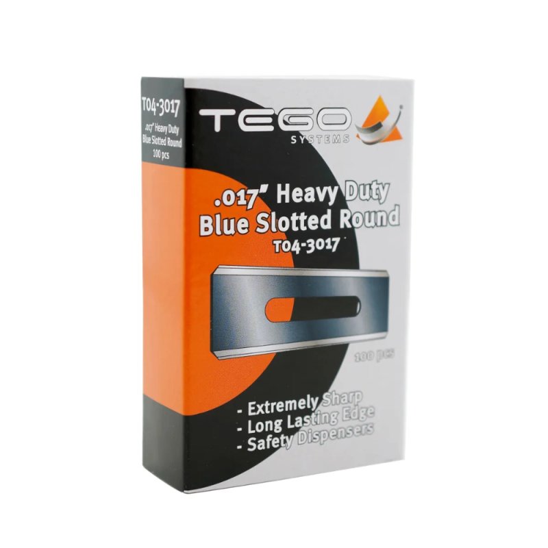 TEGO T04-3017 .017″ Heavy-Duty Blue Slotted Round Blades - 100 Pack