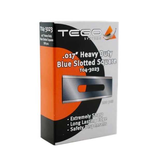 (image for) TEGO T04-3023 .017″ Heavy-Duty Blue Slotted Square Blades - 100 Pack